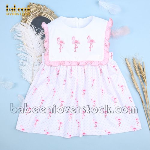 Flamingo embroidery baby DRESS