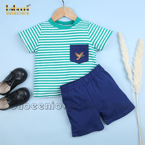 Nice smocked boy set green and navy