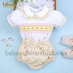 Floral geometric smocked girl CLOTHING