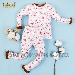 Printed cotton FLOWER girl sleepwear set