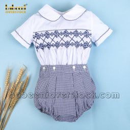 Cute geometric smocking boy set