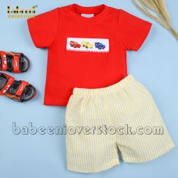 Cute car smocked SHORT set for boys