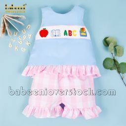 Alphabet girl smocked SHORT set