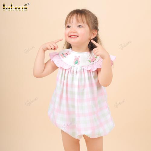 Bubble Smocked In Pink With Bunnies For Girl - BB3164