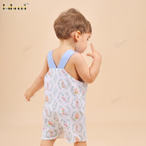 Smocked Shortall In Blue 3 Bunny For Boy - BB3221