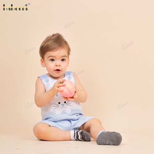 Applique Shortall Blue Easter Bunny For Boy - BB3285