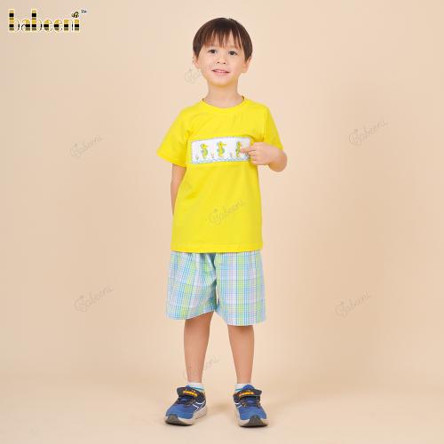 Smocked yellow seahorse boy set - BB1827