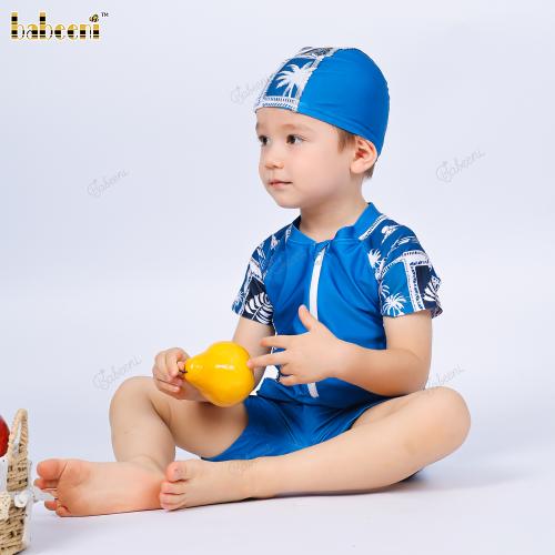 Set Swimwear For Boys Spring-Summer prints with blue tropical lea