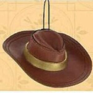 4'' Leather COWBOY HAT W/Gold Band Ornament