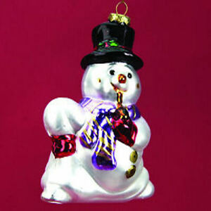 Glass Snowman With PIPE Christmas Ornament