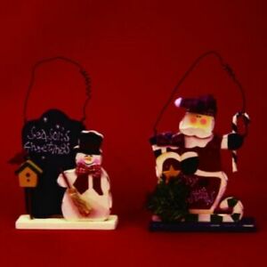5.5'' Wood Snowman w/BIRDHOUSE, Santa w/Sleigh Christmas Decor