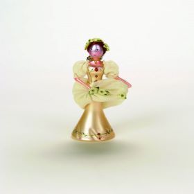 8'' Glass Tabletop Victorian Lady Peach DRESS Decoration