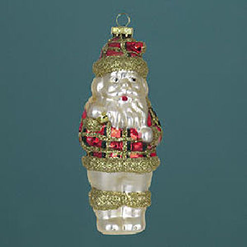 4'' Santa With Gold and Red Plaid COAT Christmas Ornament