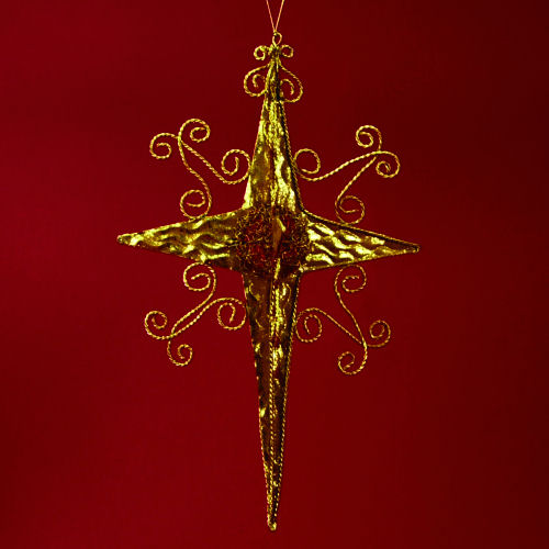 10-1/2'' Metal Wire Star GOLD Foil Ornament