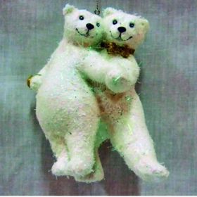 5-3/4'' Paper Pulp Flock Dancing Polar Bear Ornament