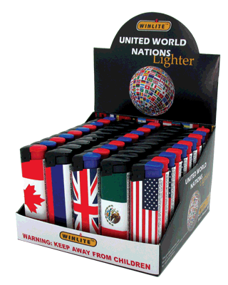 WINLITE Assorted International FLAGs Theme Lighter