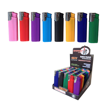 5-FLAGS - Windproof flame Lighter w/ Rubber finished body