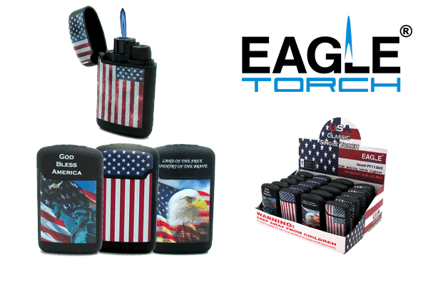 Eagle Torch® Single Flame Torch LIGHTER w/Patriotic Designs