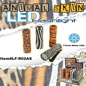 9 LEDs FLASHLIGHT  with Animal Skin Coated
