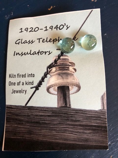 Vintage TELEPHONE Insulator stud earrings