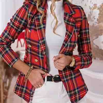 Plaid COAT Red