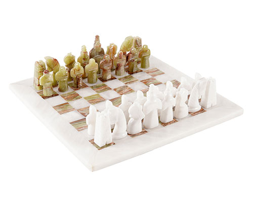 Marblic Marble White & Green Antique 15 Inches Chess Set