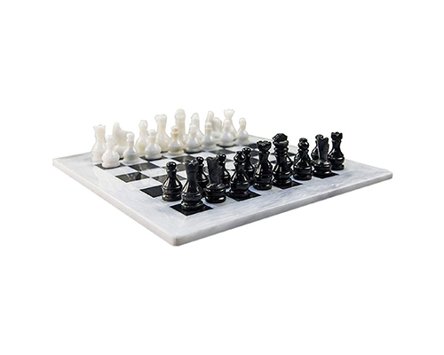 Marblic Marble White and Black 12 Inches High Quality Chess Set