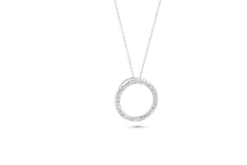 CFJ Sterling Silver 925 Circle Pendant NECKLACE with Fine CZ