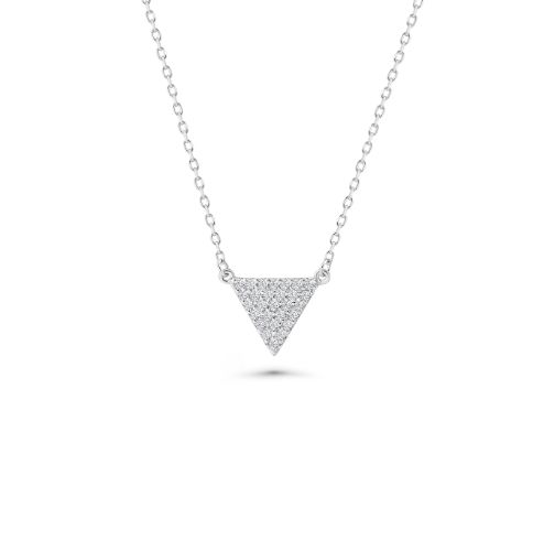 CFJ Sterling Silver 925 Fine CZ Encrusted Triangle Shape Necklace