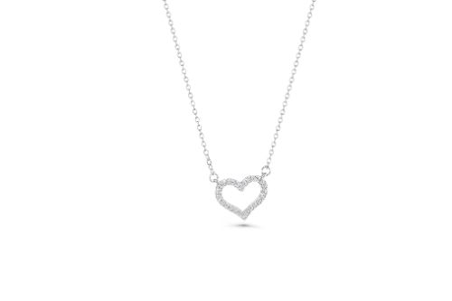 CFJ STERLING SILVER 925 Sparkling Fine CZ Heart Necklace