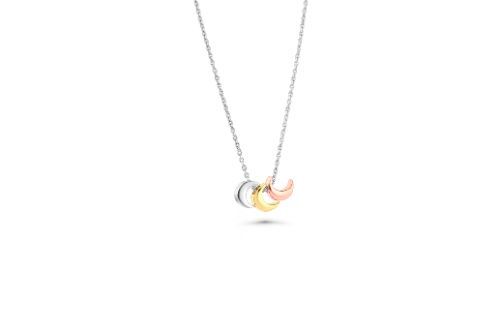 CFJ STERLING SILVER 925 Tri-Color Moon Necklace