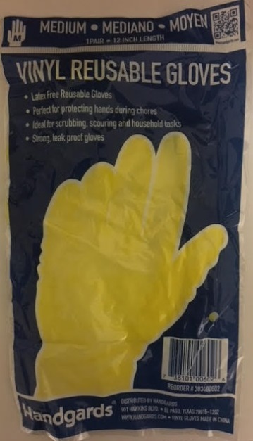(G) Hand Gards Latex Free Vinyl reusable GLOVES, Assorted sizes