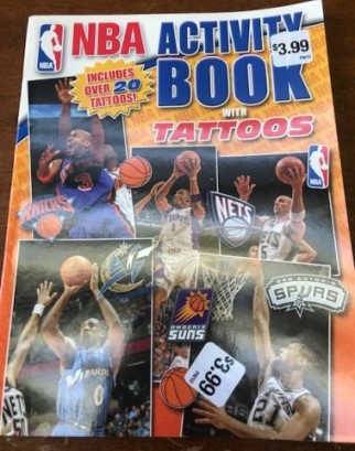 (X) NBA Activity Book with TATTOOs, Pre-ticketed 3.99