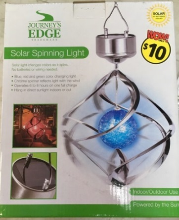 (H) SOLAR Spinning Light by Journey's Edge Indoor/Outdoor