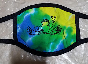 PEACE FROGS TIE DYE MASK WITH BLACK BORDER