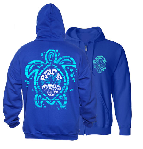 PEACE FROGS SEA TURTLE ZIP UP HOODED SWEATSHIRT