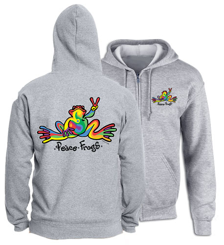 PEACE FROGS RETRO ZIP UP HOODED SWEATSHIRT