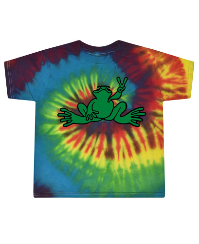 PEACE FROGS TODDLER TIE DYE GREEN FROG SHORT SLEEVE T-SHIRT