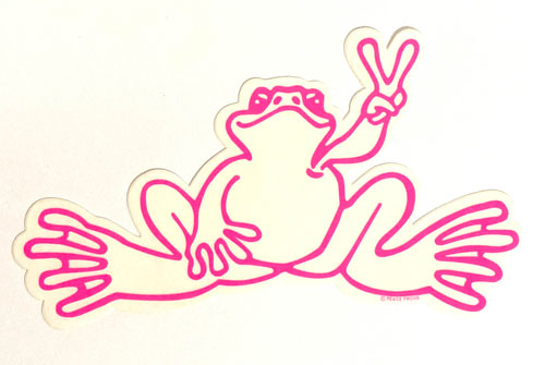 PEACE FROGS HOT PINK SMALL OUTLINE STICKER