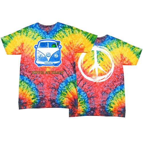 PEACE FROGS HIPPIE AT HEART TIE DYE SHORT SLEEVE T-SHIRT