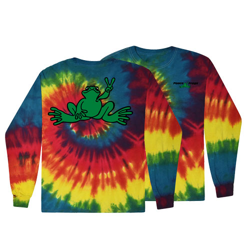 PEACE FROGS GREEN FROG TIE DYE LONG SLEEVE T-SHIRT