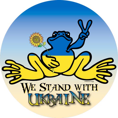 PEACE FROGS WE STAND WITH UKRAINE STICKER