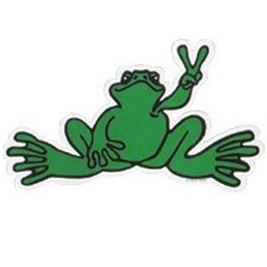PEACE FROGS SMALL GREEN STICKER
