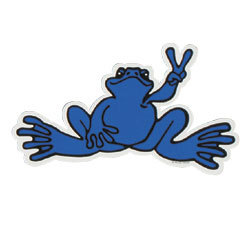 PEACE FROGS SMALL BLUE STICKER