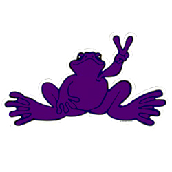 PEACE FROGS SMALL PURPLE STICKER