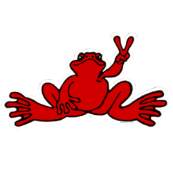 PEACE FROGS SMALL RED STICKER