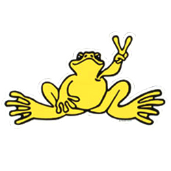 PEACE FROGS SMALL YELLOW STICKER
