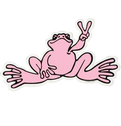 PEACE FROGS SMALL PINK STICKER