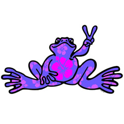 PEACE FROGS SMALL PURPLE HIBISCUS STICKER