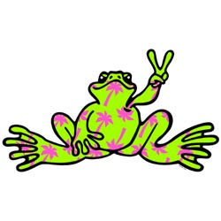 PEACE FROGS SMALL PALM TREE STICKER